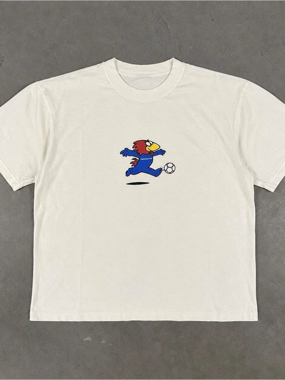 Gildan White Short Sleeve Tee with Red & Blue Jayhawk Soccer Graphic